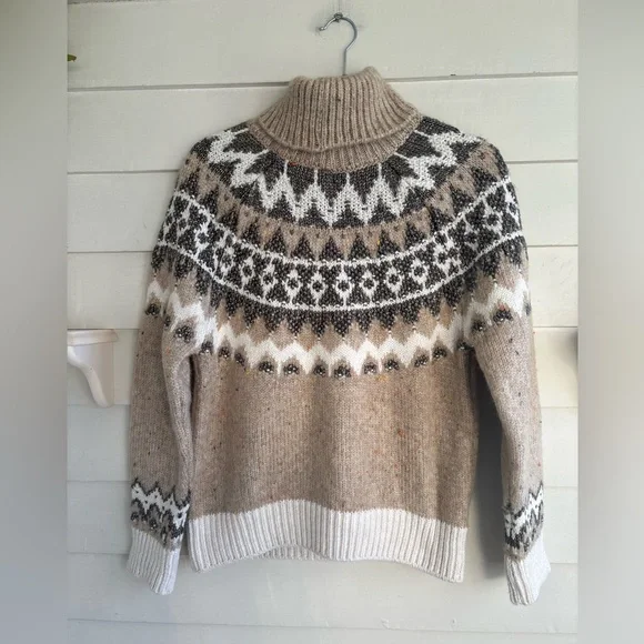 Pilcro For Anthropologie Ribbed Turtleneck Fair Isle Sweater Size Small - Picture 12 of 12